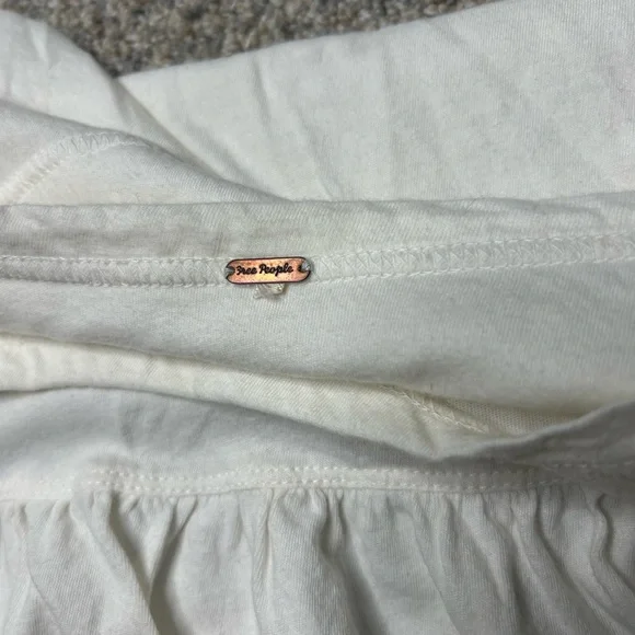 Free People White Peplum Top with Embroidered Sheer Sleeves – Size Small - Picture 4 of 5